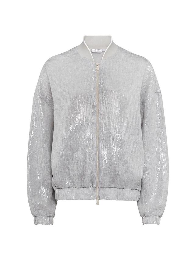 Womens Linen Gauze Dazzling Bomber Jacket Product Image