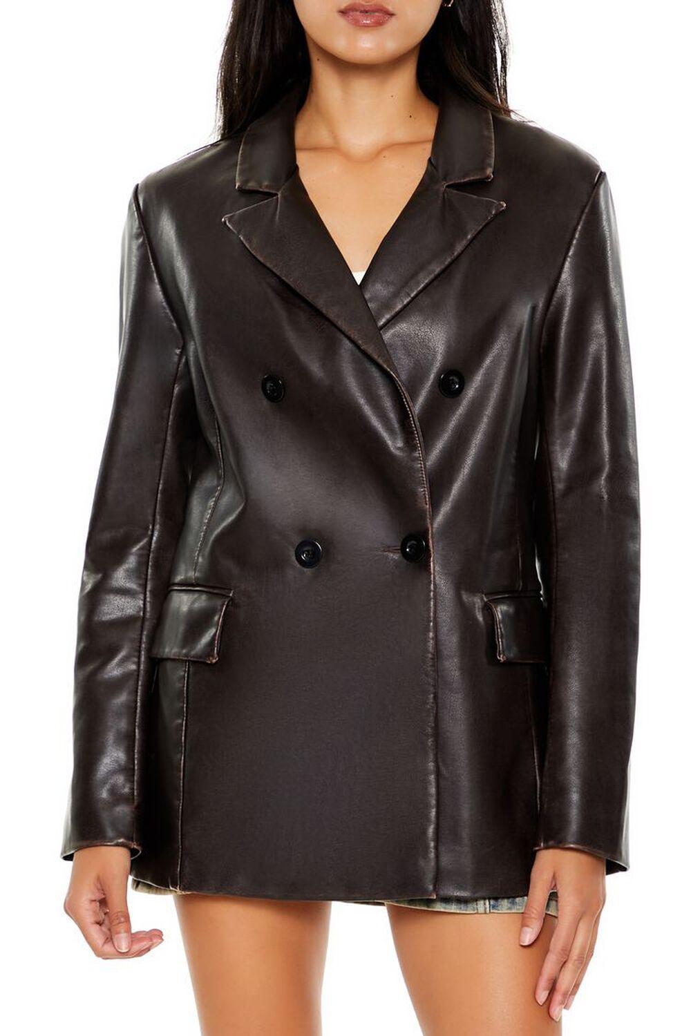 Notched Faux Leather Blazer | Forever 21 Product Image