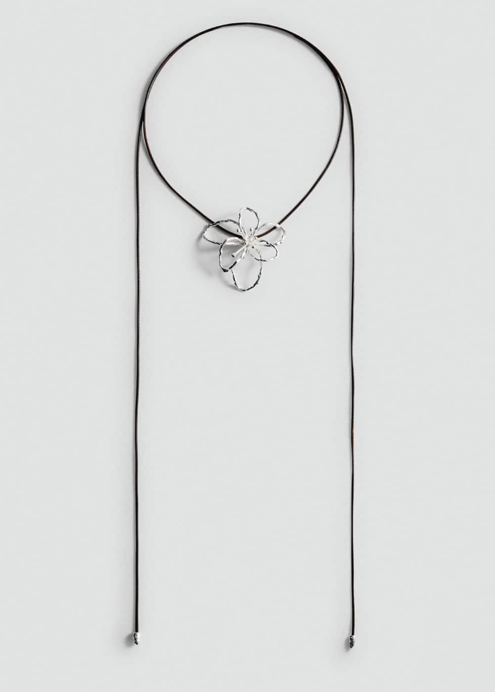 MANGO - Flower cord necklace - One size - Women Product Image