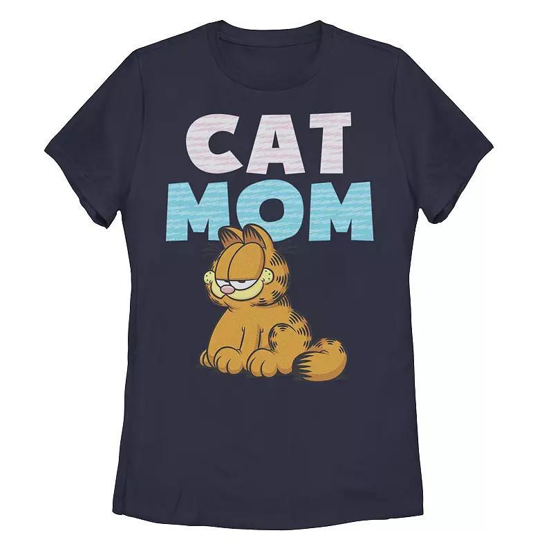 Juniors Garfield Cat Mom Smiling Portrait Tee, Womens Blue Product Image