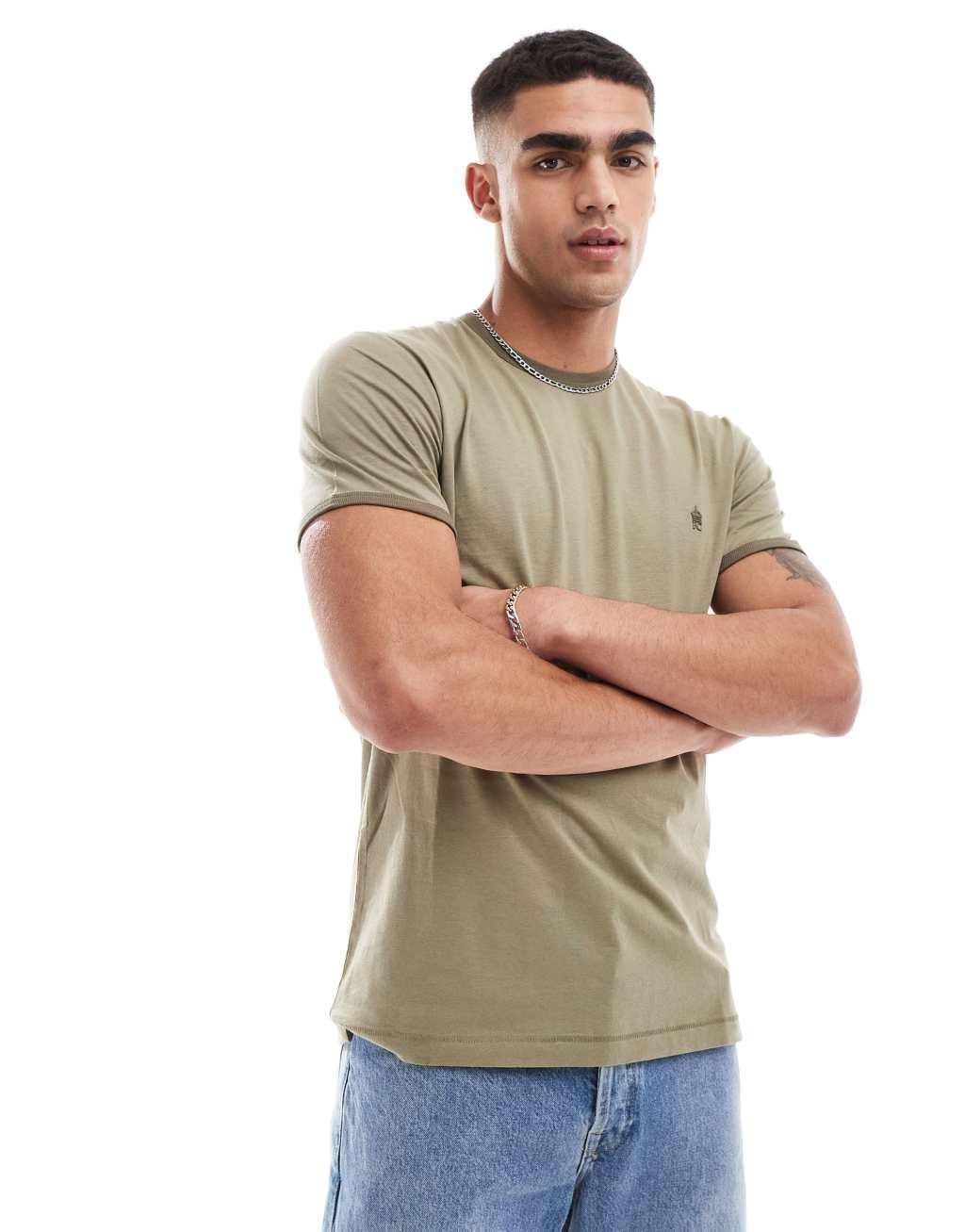 French Connection ringer T-shirt in khaki Product Image