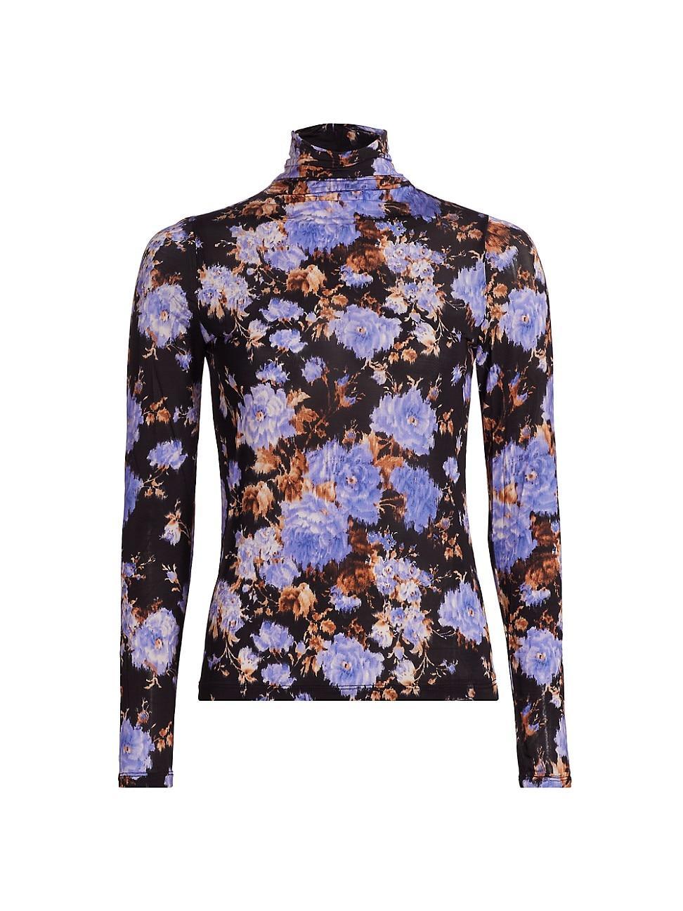 Womens Aurelia Iris Print Turtleneck Top Product Image