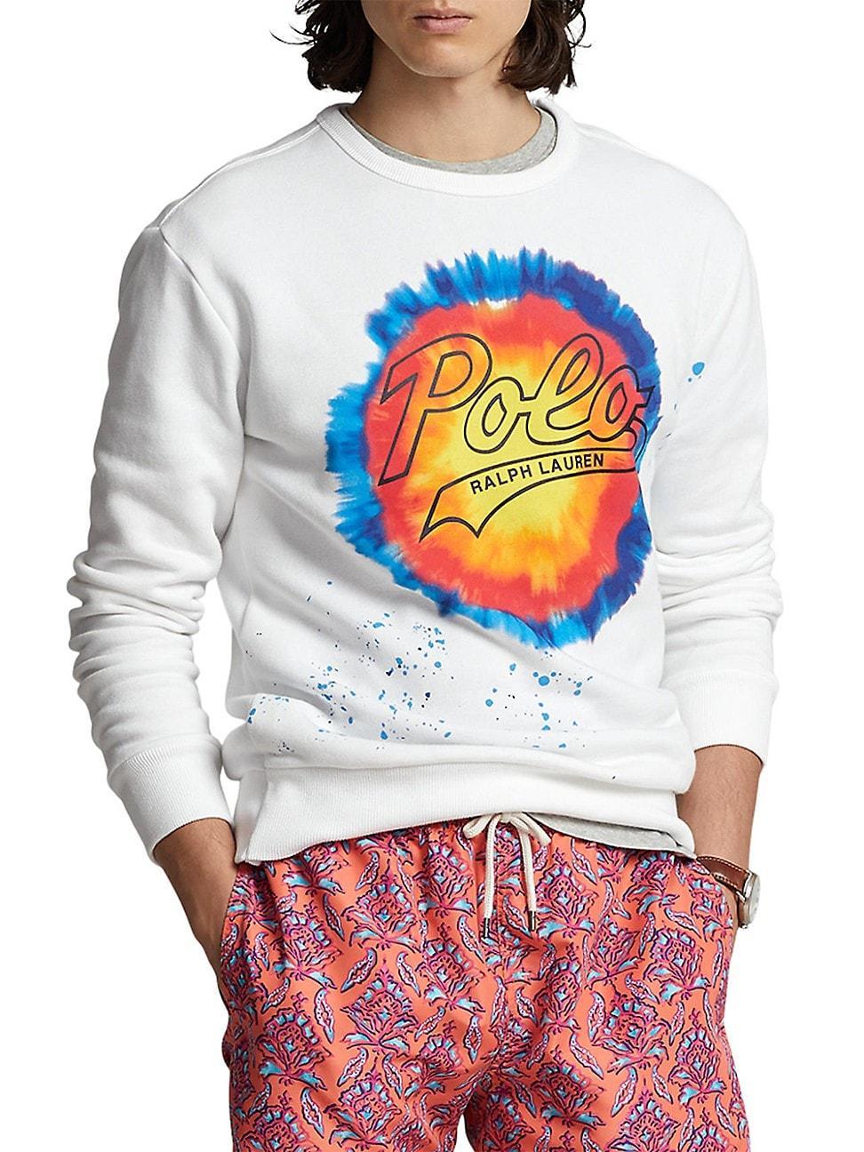 Mens Tie-Dye Logo Fleece Crewneck Sweatshirt Product Image