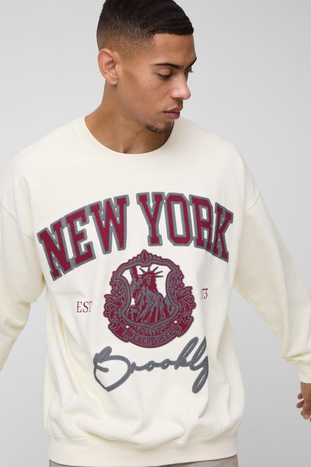 Oversized New York Varsity Sweatshirt | boohooMAN USA Product Image