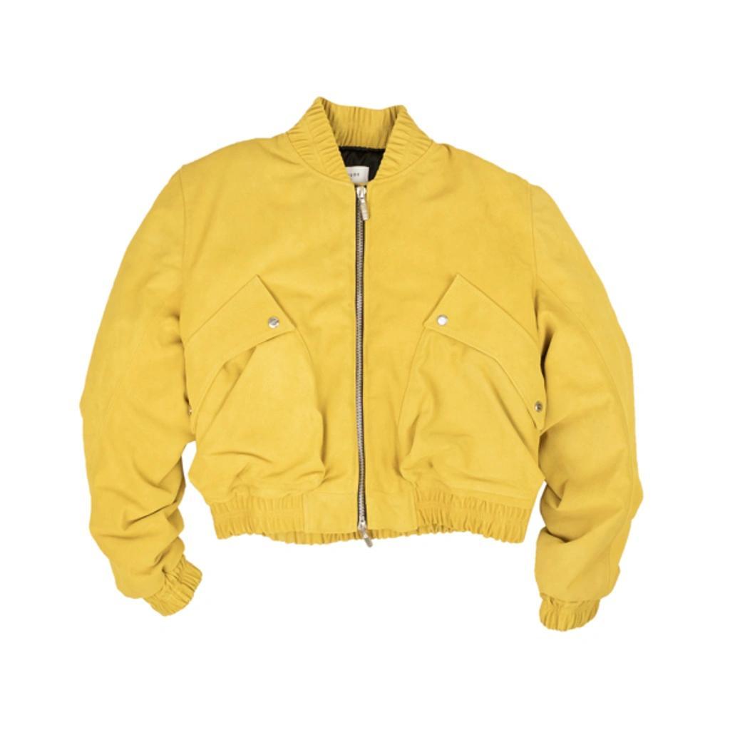 RHUDE Mustard Yellow Suede Bomber Jacket Product Image