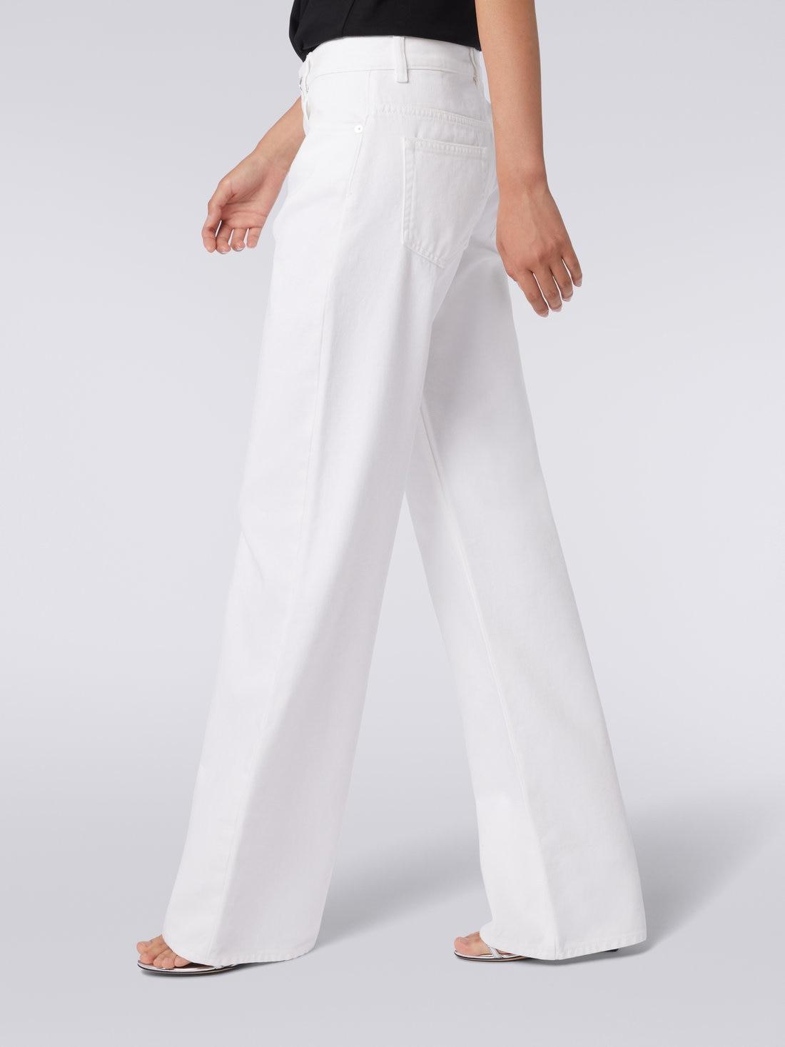 Five-pocket palazzo trousers with zigzag embroidery on the back pocket White | Missoni Product Image