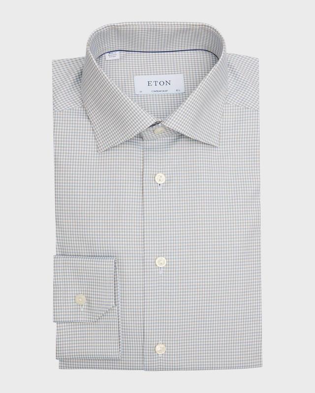 Mens Signature Micro-Check Contemporary-Fit Dress Shirt Product Image