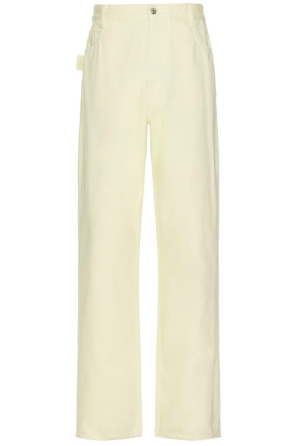 Bottega Veneta Washed Coloured Denim Wide Jean in Cream Product Image