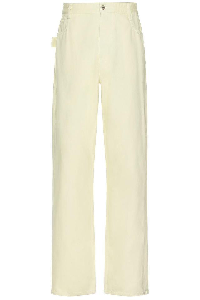 Bottega Veneta Washed Coloured Denim Wide Jean in Cream Product Image