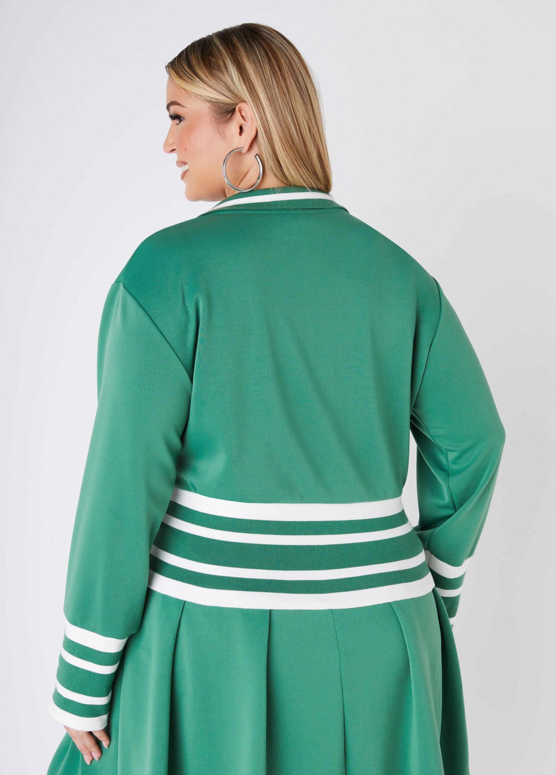 Plus Size Striped Tennis Jacket, - Ashley Stewart Product Image