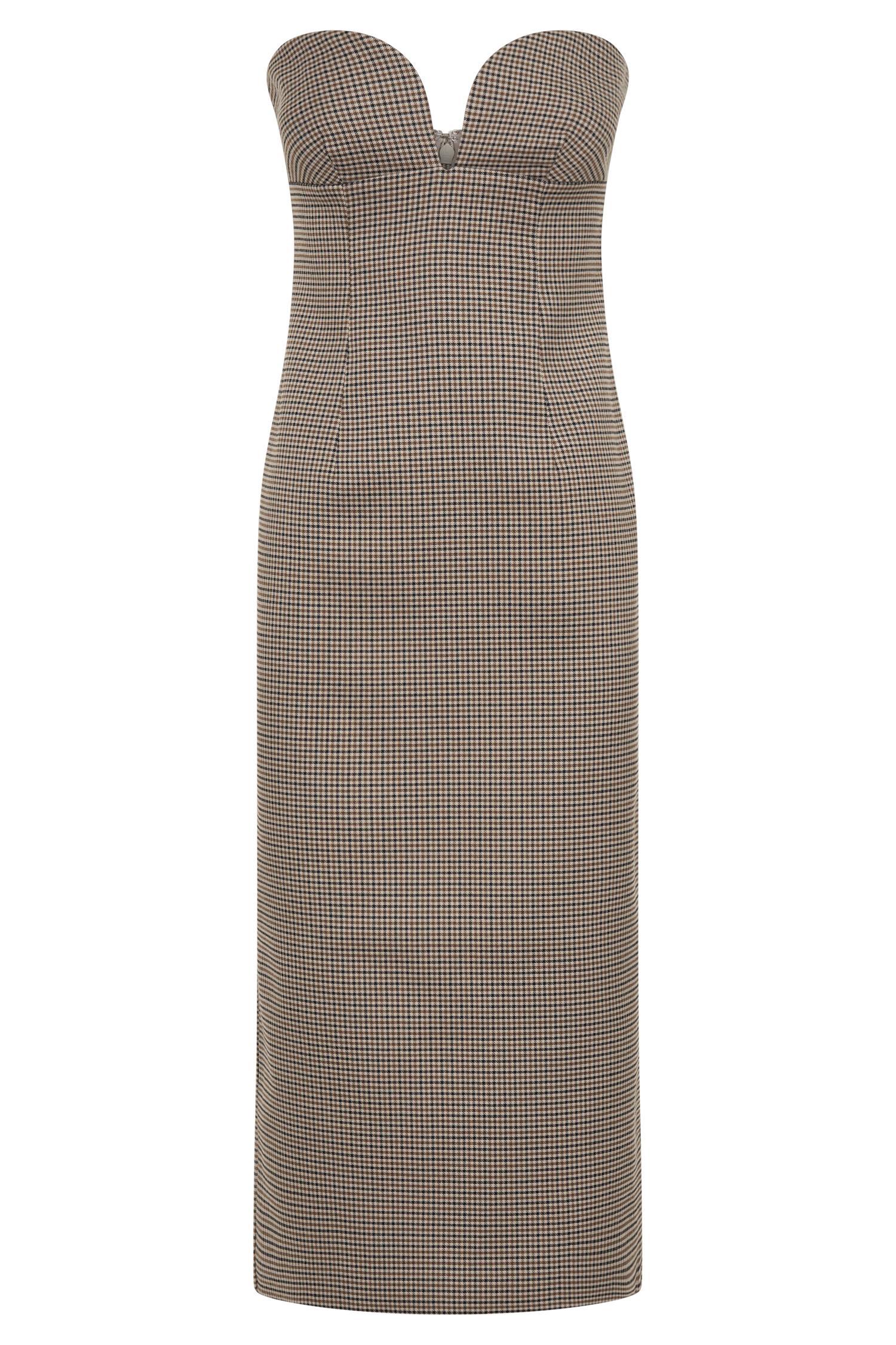 Christie Strapless Midi Dress - Tan Check product image