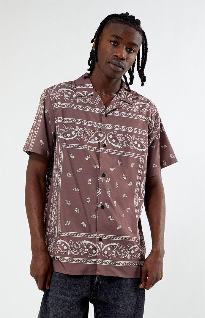 Mens Satin Paisley Camp Shirt - Product Image