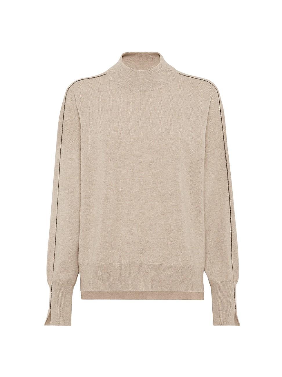 Womens Cashmere Mock Neck Sweater Product Image