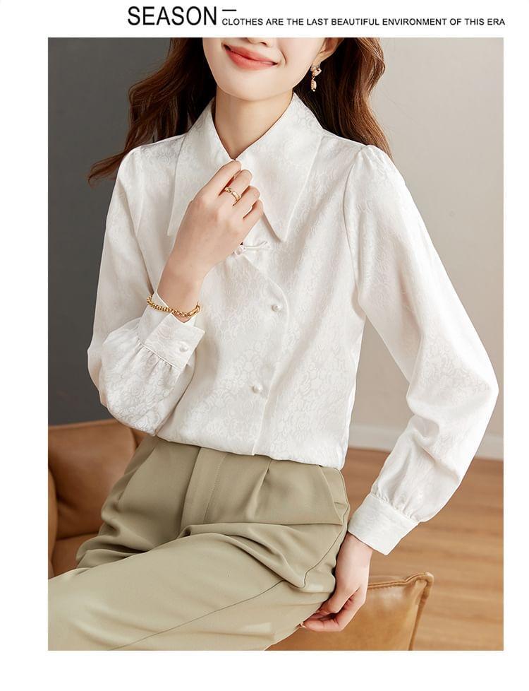 Puff-Sleeve Patterned Asymmetrical Shirt Product Image