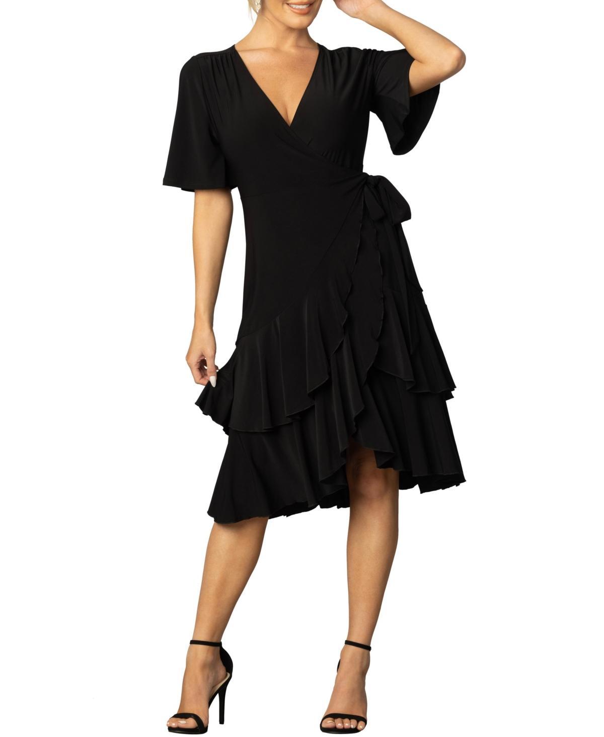 Womens Miranda Double Ruffle Wrap Dress with Sleeves Product Image