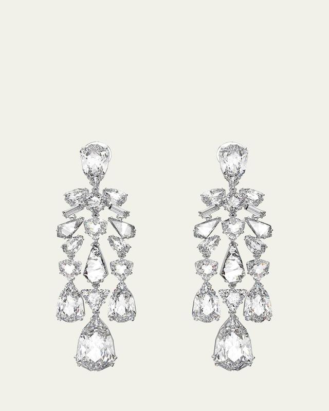 Mesmera Rhodium-Plated Mix-Cut Crystal Dangle Earrings Product Image