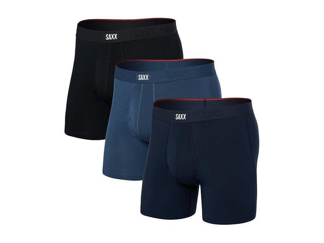 SAXX UNDERWEAR Vibe Extra Super Soft Boxer Brief Fly 3-Pack (Dark Denim/Navy/Black) Men's Underwear Product Image