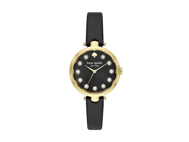 kate spade new york Womens Holland Three-Hand Black Leather Strap Watch Product Image