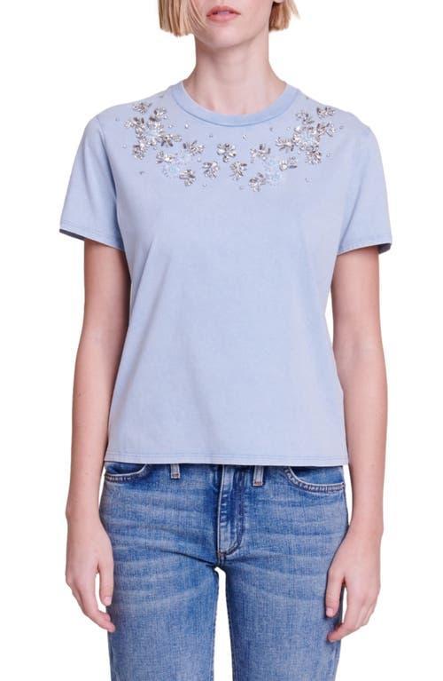 maje Floral Rhinestone Cotton T-Shirt Product Image