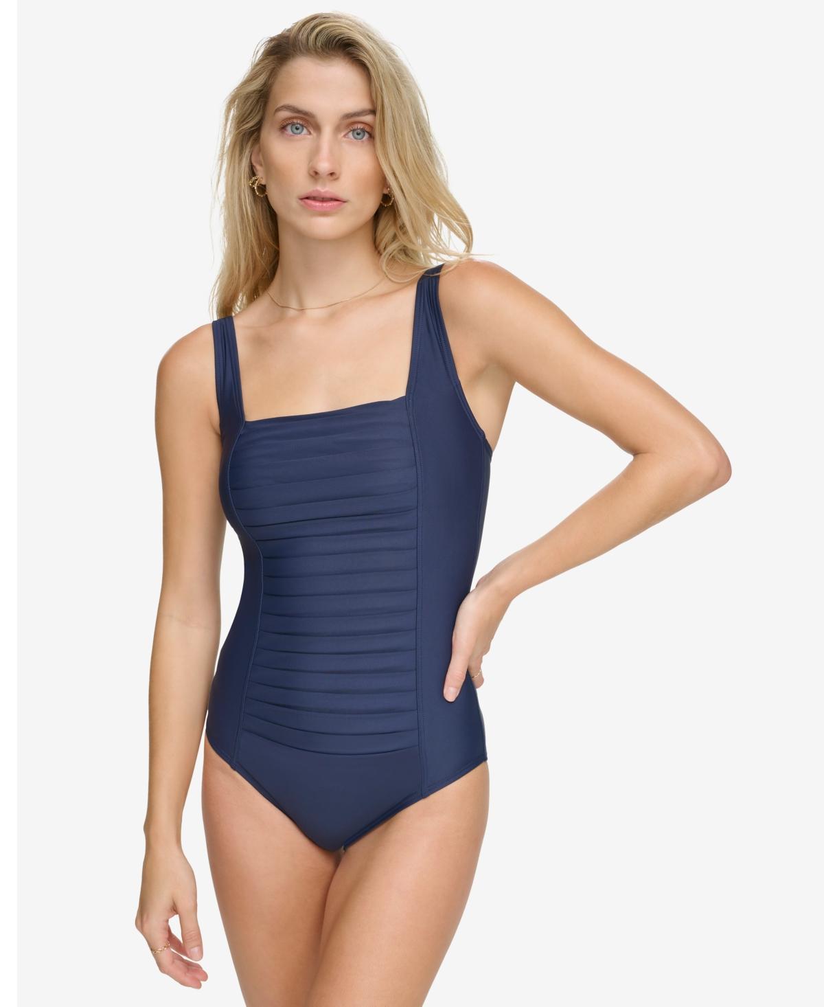 Calvin Klein Pleated One-Piece Swimsuit,Created for Macys Product Image