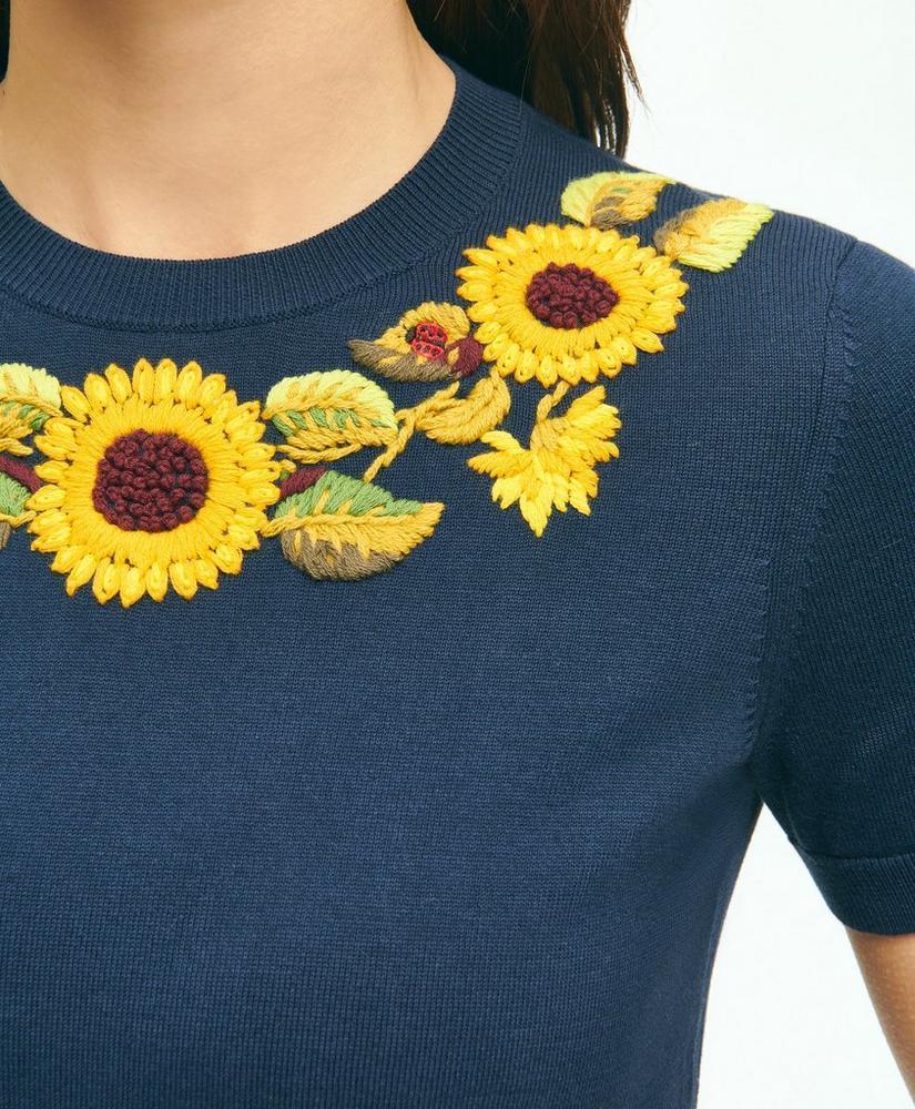 Sunflower Embroidered Shell In Supima® Cotton Product Image