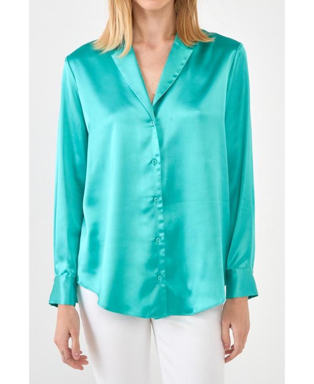 Endless Rose Satin Button-Up Blouse Product Image