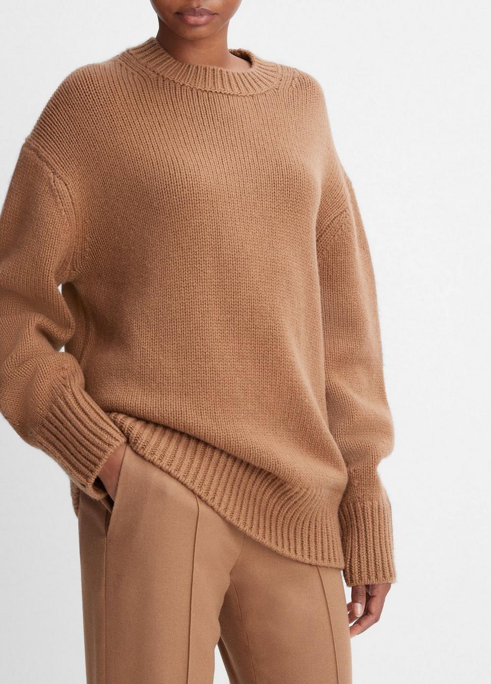 Wool and Cashmere Boyfriend Crew Neck Sweater Product Image