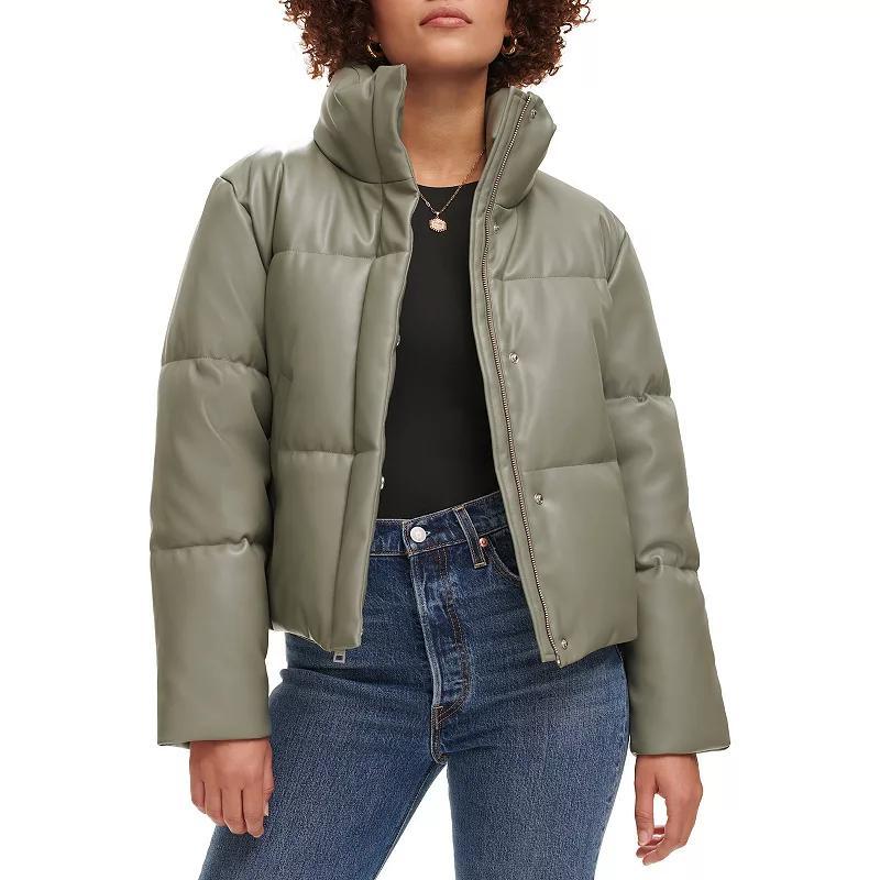 Womens Levis Faux-Leather Short Puffer Jacket Product Image