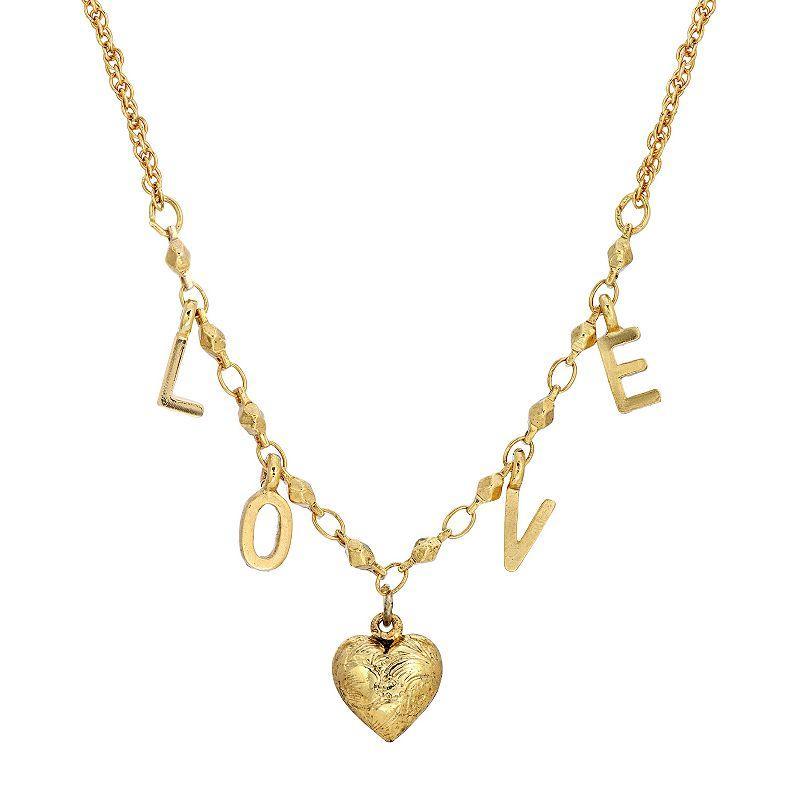 1928 Gold-tone Heart Necklace, Womens, Gold Tone Product Image