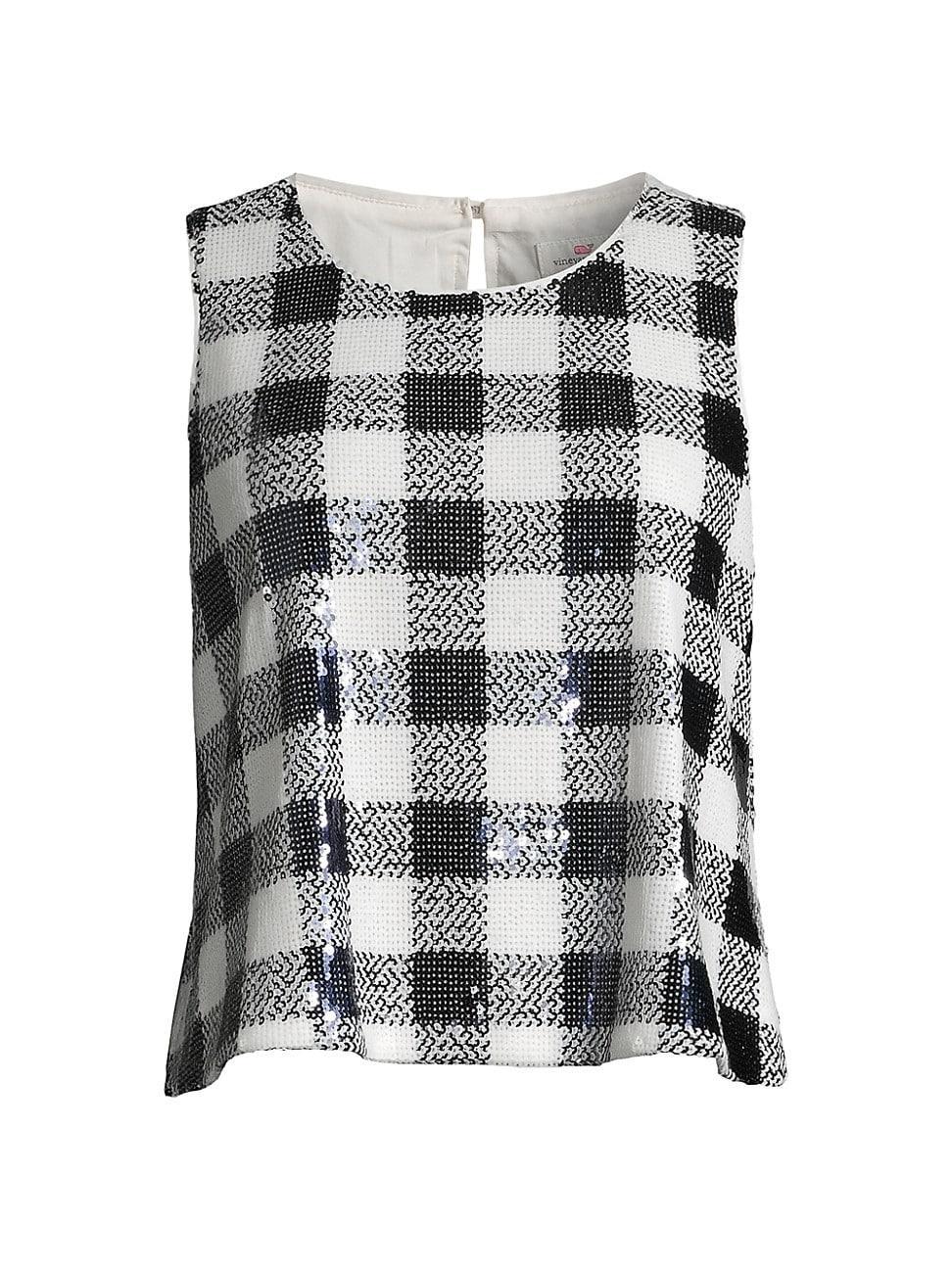 Womens Sequin Check Shell Top Product Image