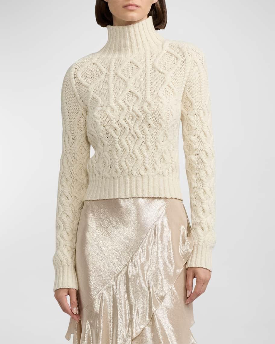 Aran-Knit Cashmere Funnelneck Sweater Product Image