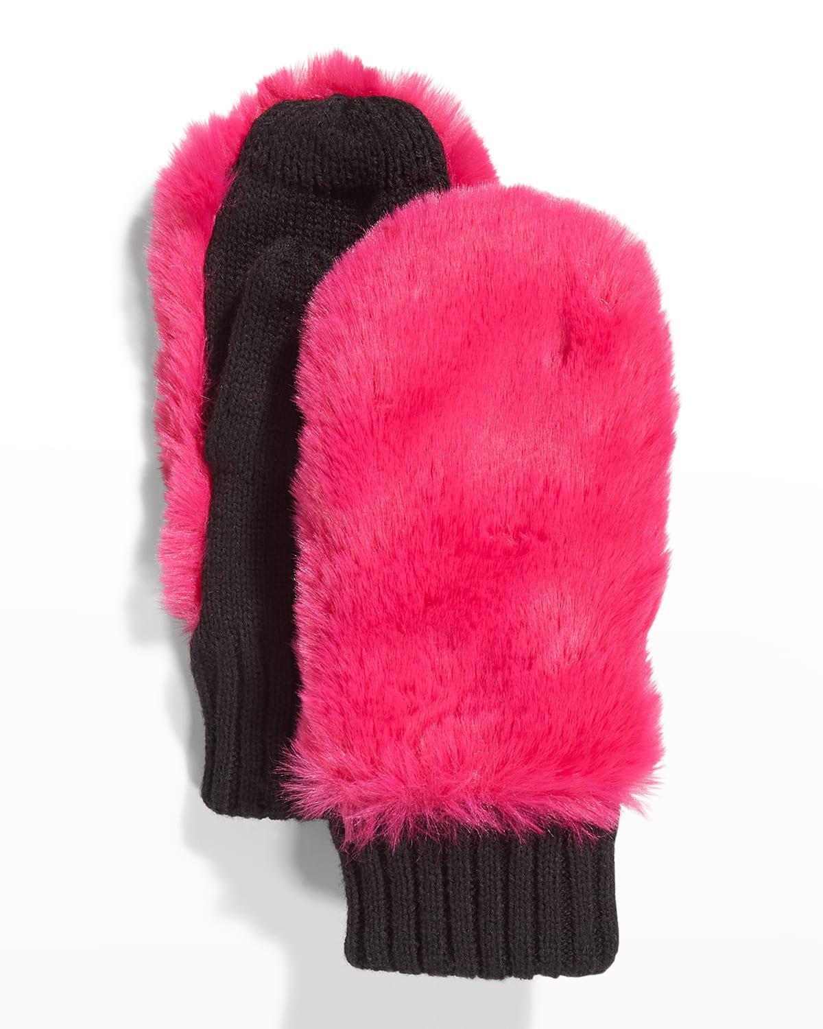 Faux-Fur Knit Mittens Product Image