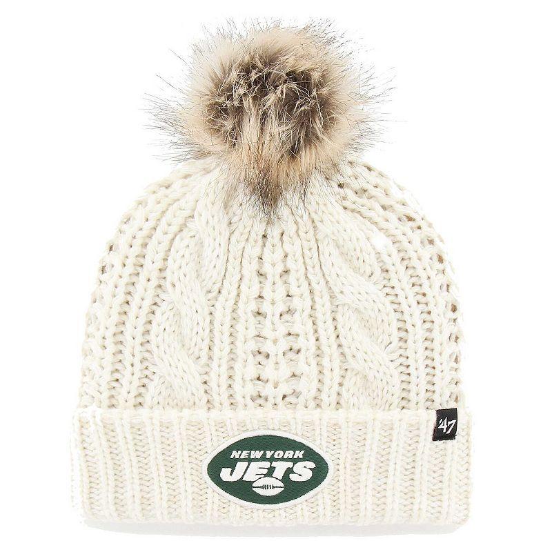 Womens 47 Cream New York Jets Meeko Cuffed Knit Hat with Pom Product Image