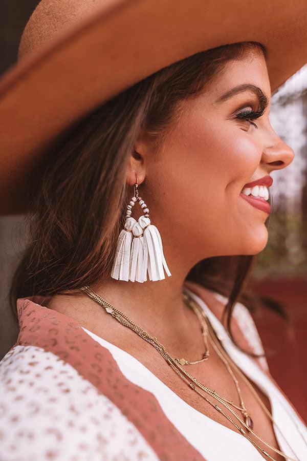 The Penelope Mini Tassel Earrings in White Product Image