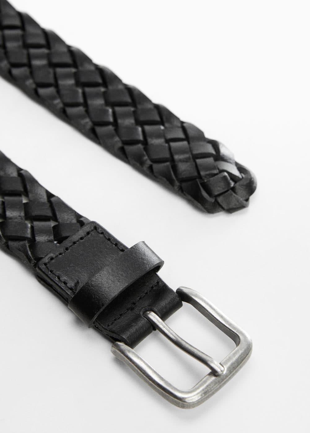 MANGO MAN - Braided leather belt blackMen Product Image