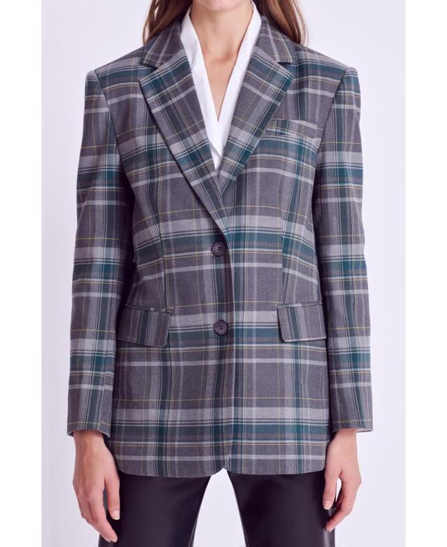 English Factory Plaid Two-Button Blazer Product Image