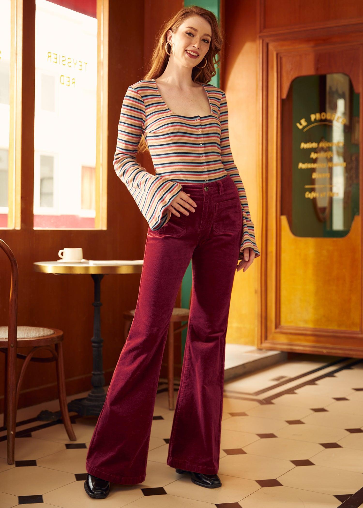 All Aboard For Corduroy Flare-Leg Pants Product Image