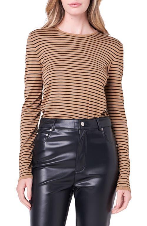 Womens Stripe Knit Sweater - Tan Product Image