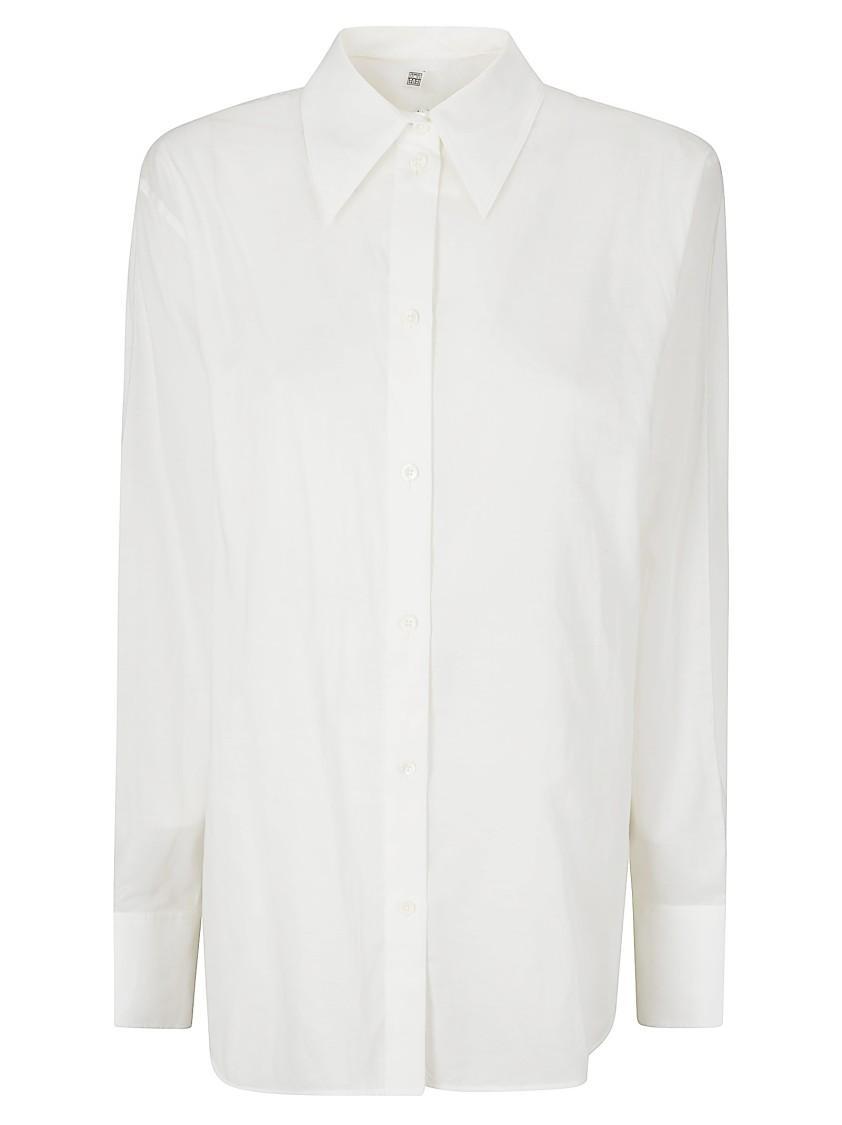 TOTÊME Kimono-sleeve Poplin Shirt In White Product Image