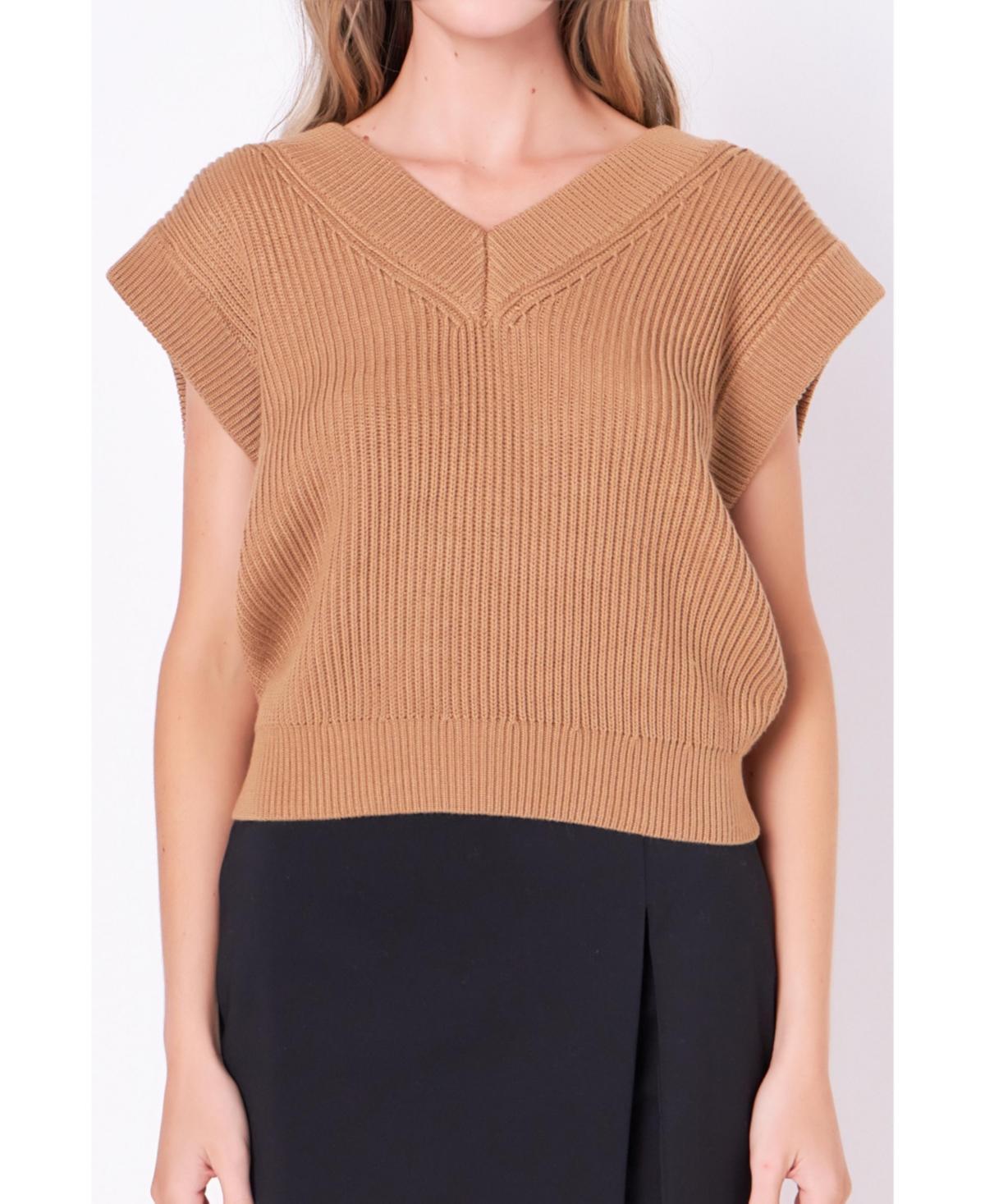 Womens V-neck Knit Sweater Vest Product Image