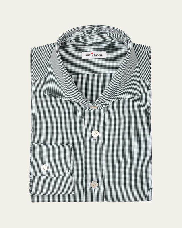 Mens Cotton Micro-Check Dress Shirt Product Image