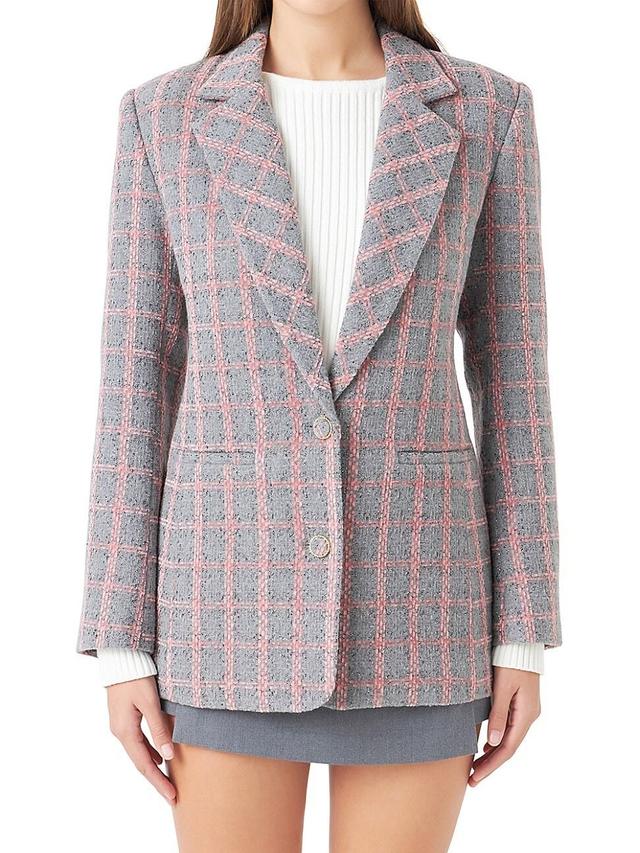 Womens Tweed Single Breast Blazer Product Image