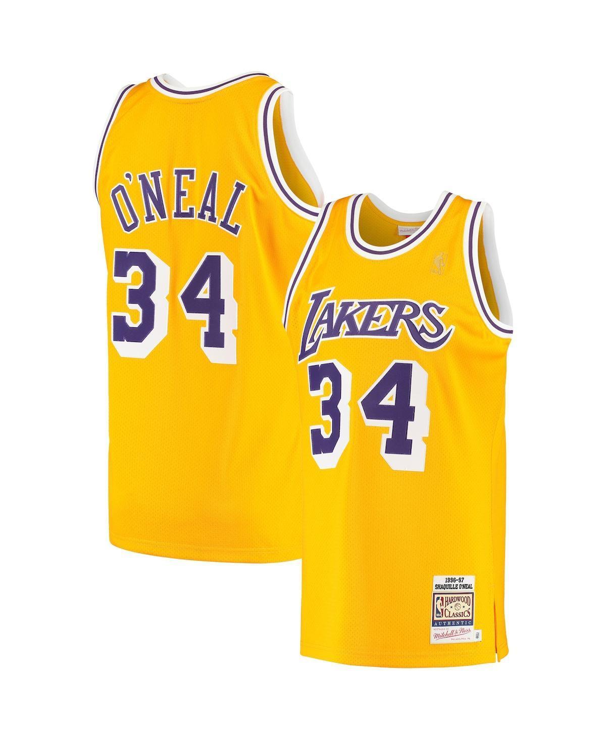 Mens Shaquille ONeal Gold Los Angeles Lakers 1996/97 Hardwood Classics Authentic Jersey - Gold Product Image