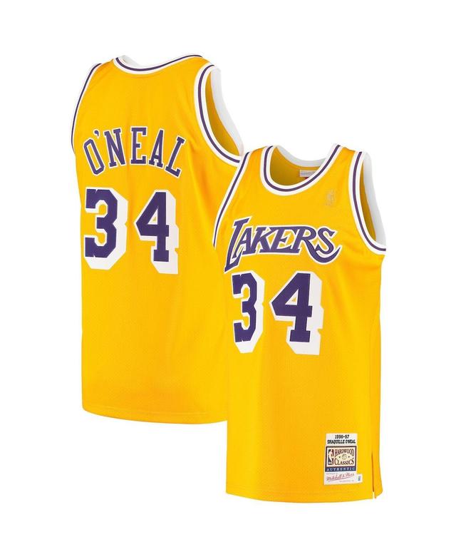 Mens Shaquille ONeal Gold Los Angeles Lakers 1996/97 Hardwood Classics Authentic Jersey - Gold Product Image