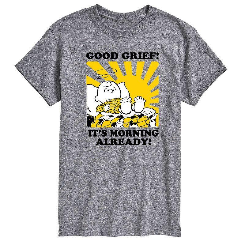 Mens Peanuts Its Morning Already Graphic Tee Grey Gray Product Image