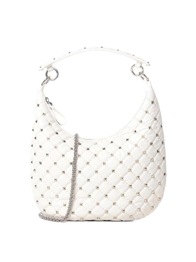 Small Rockstud Spike Tote Bag In White Product Image