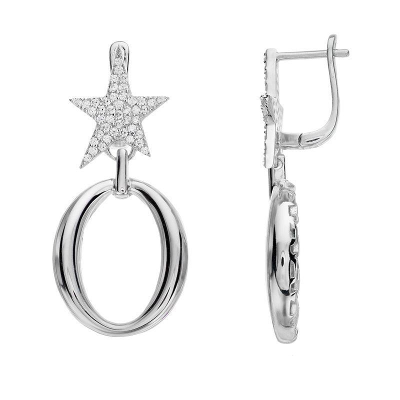 Rosabella Sterling Silver Cubic Zirconia Star & Oval Dangle Earrings, Womens Product Image