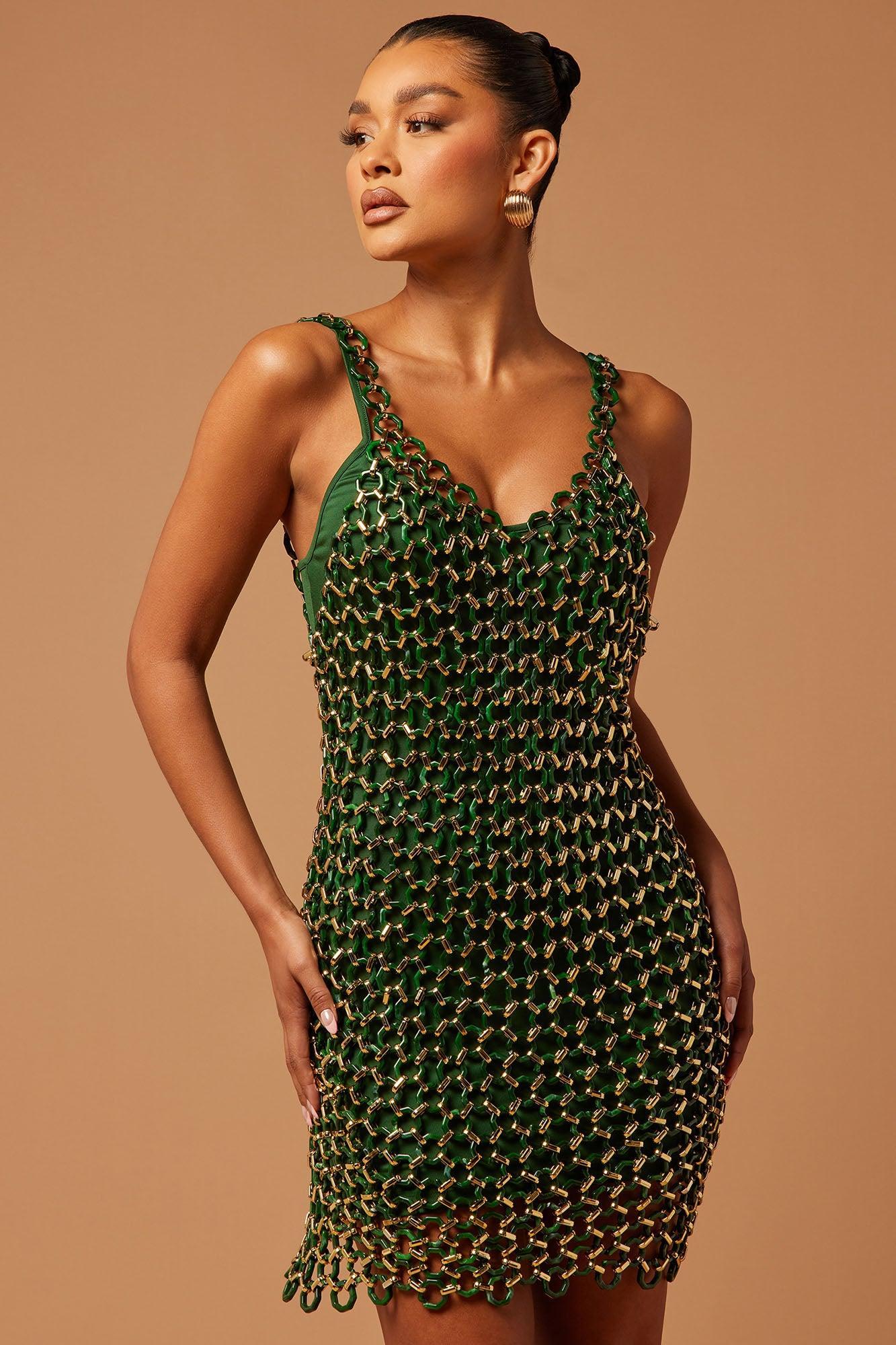 Sloane Chain Mini Dress - Green Product Image