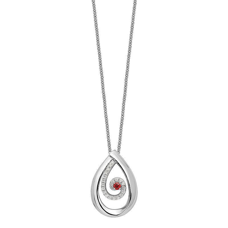 Sentimental Expressions Sterling Silver Red & Clear Cubic Zirconia In Memory of my Mother Necklace, Womens Product Image