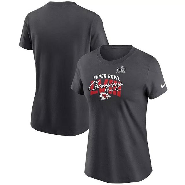 Womens Nike Anthracite Kansas City Chiefs Super Bowl LVIII Champions Iconic Essential T-Shirt Product Image